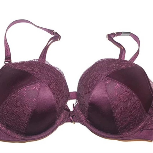 Victoria's Secret Women Push-Up Bra Burgundy Lace Double Strap Size 34DD - Picture 3 of 16